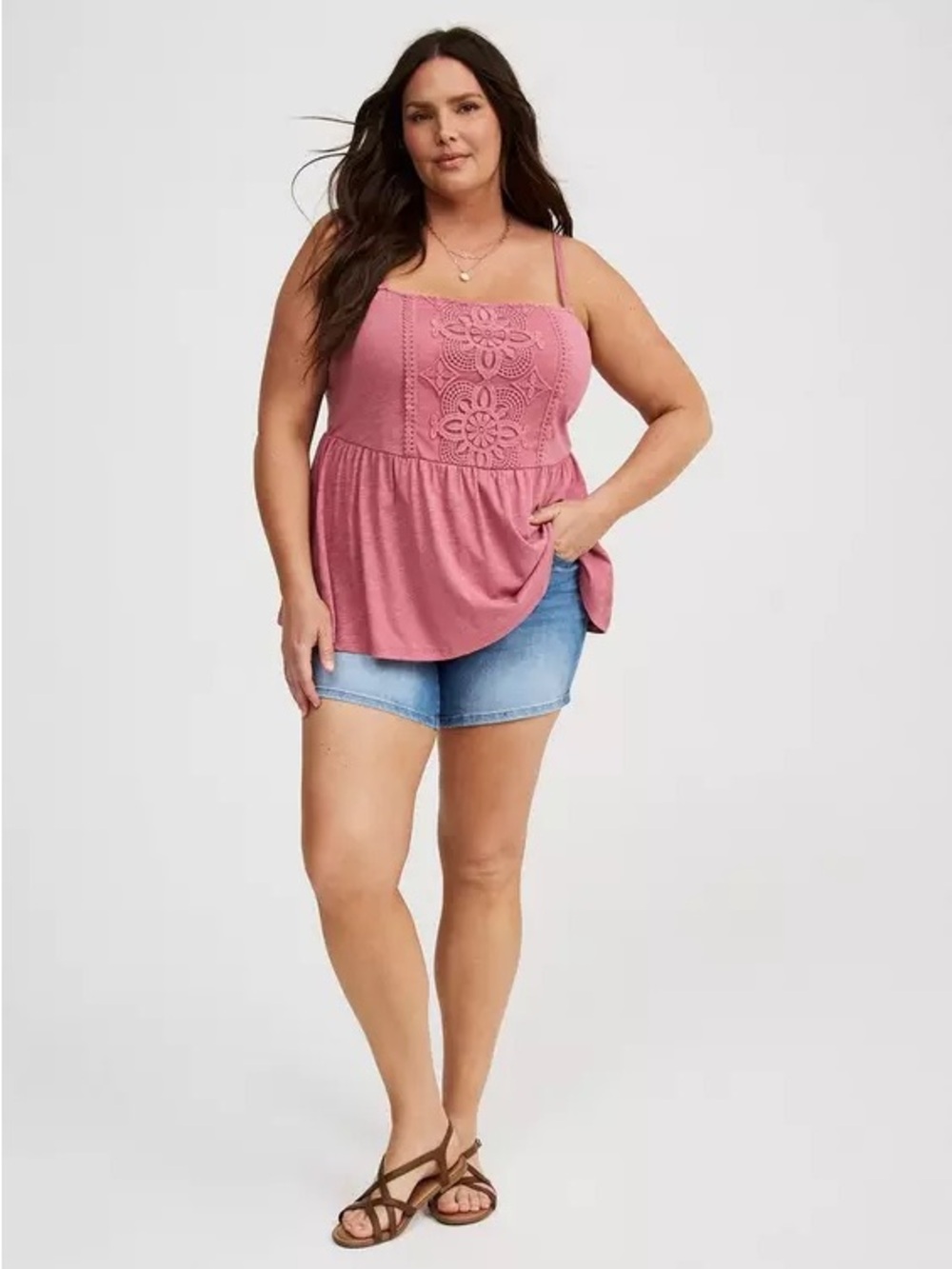Torrid Rose Crochet Detail Peplum Cami 2x